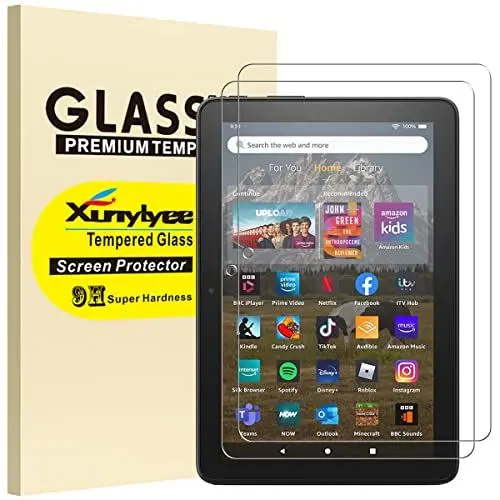 Produktbild: XunyLyee 2-Stück, Panzer Schutz Glas für Fire HD 8 Kids Tablet/Fire 8 Kids Pro 2024/2022/ 2020 Release Schutzfolie Displayschutz