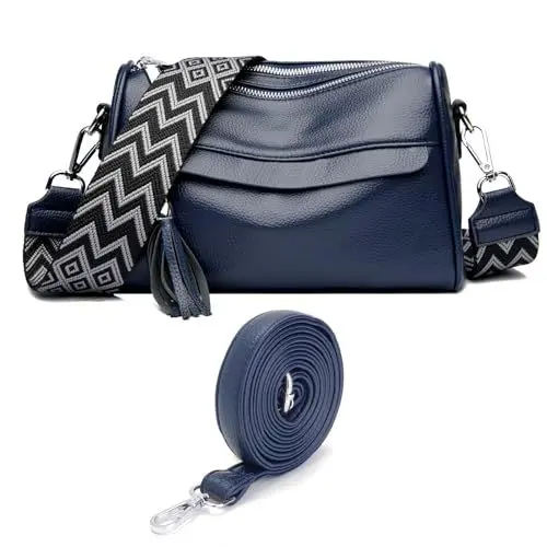 Produktbild: XUSSTAM Handtasche Damen mittelgroß Dunkelblau Umhängetasche Damen Klein Crossbody Bag Damen Veganes Leder Verstellbare breite Schultergurte