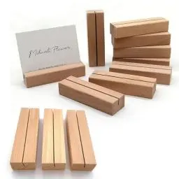 Produktbild: xutong 12 Stück Tischkarte Inhaber, Tischkartenhalter aus massivem Buchenholz,Holz Kartenhalter,10x3x2cm Natürliches Massivholz Kartenhalter Platzkarte,Menükartenhalter Postkartenhalter Fotohalter