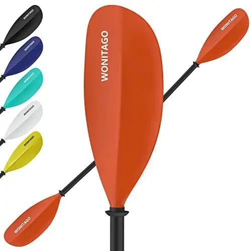 Produktbild: XUXIAKE Kajak Paddels mit Aluminiumschaft und PPklinge, 3-teilig, 210-230 cm (20 cm verstellbar), Orange