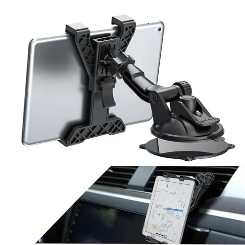 Produktbild: XWXELEC Tablet Halterung Auto, Ipad Halterung Auto, Universal Windschutzsche und Armaturenbrett Universal, 360° Drehbare Verstellbare, Stabil und Waschbar TPU Saugnapf, für 7