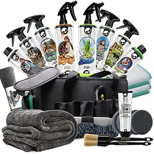 Produktbild: XXL Autopflege-Set - Nuke Guys Reinigungs-Set für Außen und den Auto-Innenraum - Auto Pflege-Set zur optimalen Reinigung mit praktischer Detailing-Tasche
