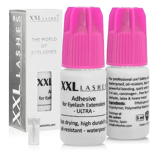 Produktbild: XXL Lashes Wimpernkleber xD „Ultra“, öl-resistent, hohe Haltbarkeit, schnell trocknend, wasserfest, geeignet für Volumen Technik, 5 ml