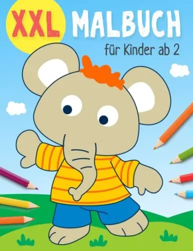 Produktbild: XXL Malbuch für Kinder ab 2: Erstes großes Kritzelmalbuch mit tollen Motiven zum Ausmalen und zur Förderung von Kreativität und Feinmotorik für Mädchen und Jungen