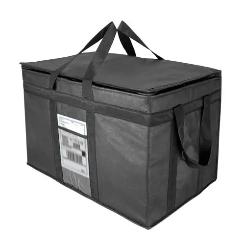 Produktbild: XXXL-Larger isolierte Kühltaschen mit Reißverschluss, wiederverwendbare Einkaufstaschen halten Lebensmittel heiß oder kalt, ideal für Catering, Lebensmitteltransport, 58,1 cm B x 38,1 cm H x 35,6 cm T