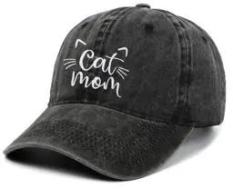 Produktbild: XYIYI Katze Mama Schwarz Vintage Basecap Verstellbare Distressed Washed Baseball Kappe für Damen Herren