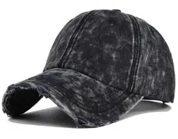 Produktbild: XYIYI Schwarzer Denim Vintage Basecap Verstellbare Distressed Washed Baseball Kappe für Damen Herren