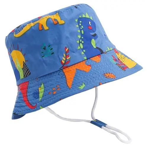 Produktbild: XYIYI Unisex Baby Kleinkind Dunkelblauer Dinosaurier Sonnenhut Kinder für 2-4 Jahre Jungen Mädchen mit Breite Krempe