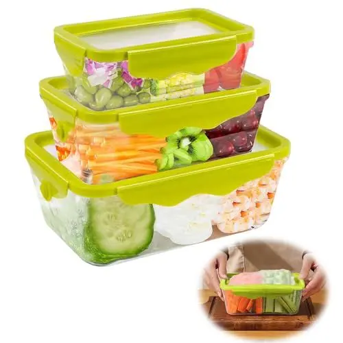Produktbild: xyuayamz Frischhaltedosen mit Deckel,3er-Set Meal Prep Boxen Mikrowellengeeignet,Küche Vorratsdosen mit Silikon Deckel Luftdicht,Kühlschrank Food Storage Kunststoff Box,450,850,1450ml