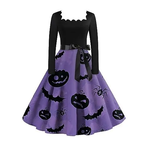 Produktbild: XYYYHTL Kostüm Damen Kürbis Rockabilly Kleid Halloween Verkleidung Rockabilly Kleid Sexy Halloween Kostüm Damen Rockabilly Kleid Halloween Kostüme Dame Ballkleider Halloween Kostüm Lustig A266