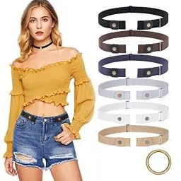 Produktbild: XZQTIVE 6 Stücke Schnallenfrei Elastischer Gürtel für Damen Herren, Keine Schnalle Unsichtbarer StretchGürtel Einstellbarer Keine Ausbuchtung für Jeans Hosen,für Hosengröße 55cm-90cm (22''-36'')