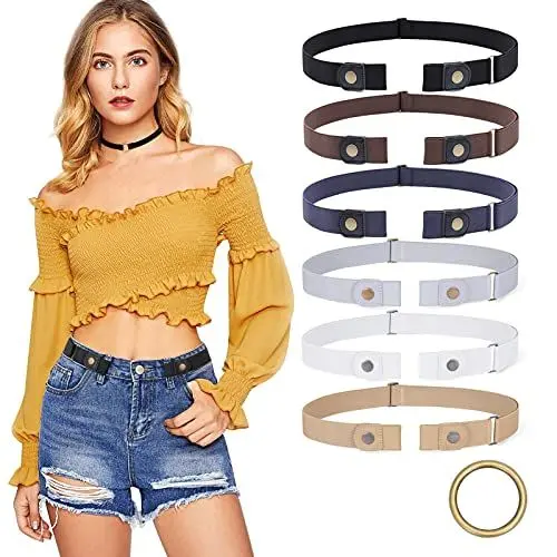 Produktbild: XZQTIVE 6 Stücke Schnallenfrei Elastischer Gürtel für Damen Herren, Keine Schnalle Unsichtbarer StretchGürtel Einstellbarer Keine Ausbuchtung für Jeans Hosen,für Hosengröße 55cm-90cm (22''-36'')