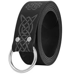 Produktbild: XZQTIVE Mittelalterlicher Wikinger Gürtel für Herren Damen, Renaissance Rittergürtel Geprägtes PU Leder O-Ring Gürtel für Wikinger Halloween Cosplay Kostüm (Schwarz(Silberne Schnalle), Länge 165cm)