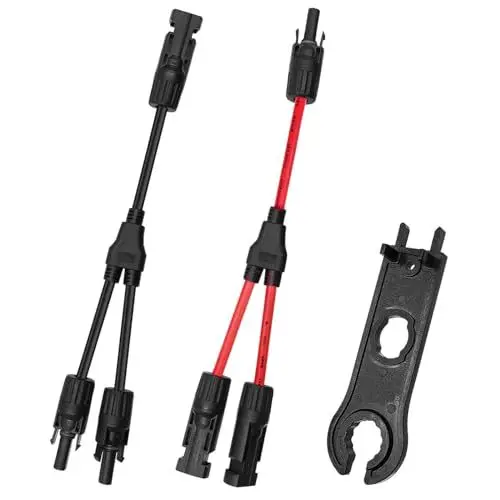 Produktbild: Y Stecker Solar 4mm, Y Kabel Solar 2 Paar, Solar y Stecker 4mm2, Solarkabel Y-Verteiler 4mm2, Solarpanel Stecker Sdapter, für Solaranlage Steckerfertig(Rot +Schwarz)