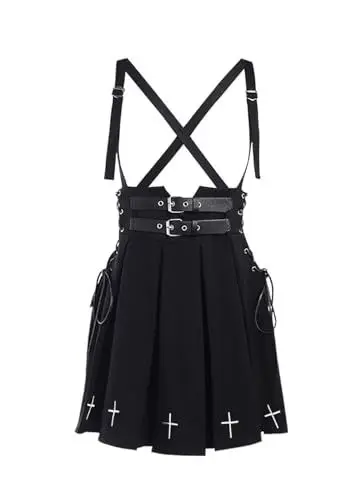 Produktbild: Y2k a-Linie Minirock Frauen Punk Gothic Kurze Röcke hohe Taille Mode unregelmäßigen Saum Minirock Harajuku Damen Schnür Rock