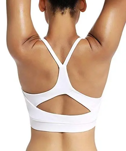 Produktbild: Yaavii Damen Sport BH ohne Bügel Gepolstert Yoga BH Push Up Frauen Bustier Atmungsaktiv Elastizität Sport Bra Top Weiß2 S
