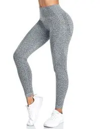 Produktbild: Yaavii Damen Sport Leggings Lange Blickdicht Yoga Leggings Figurformende Sporthose Yogahose Fitnesshose mit Hohe Taille Bauchkontrolle Grau2 S