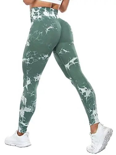 Produktbild: Yaavii Scrunch Butt Leggings Damen High Waist Push Up Booty Hose für Yoga Fitness Gym Workout Tie Dye Grün M