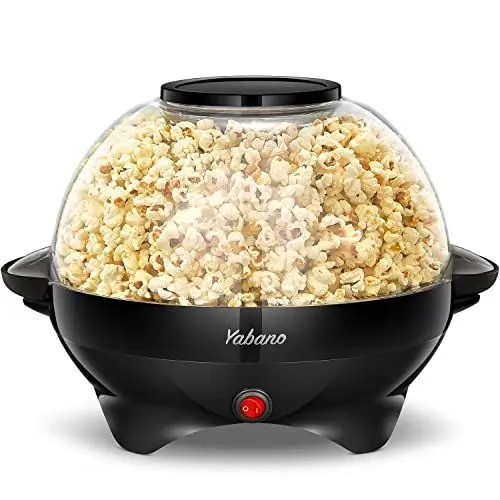 Produktbild: Yabano Popcornmaschine für Zuhause, Maker Machine mit Zucker & Öl, Abnehmbare Heizfläche, 5L Popcorn Popper, Antihaftbeschichtung, Großer Deckel als Servierschale, Platzsparende Lagerung