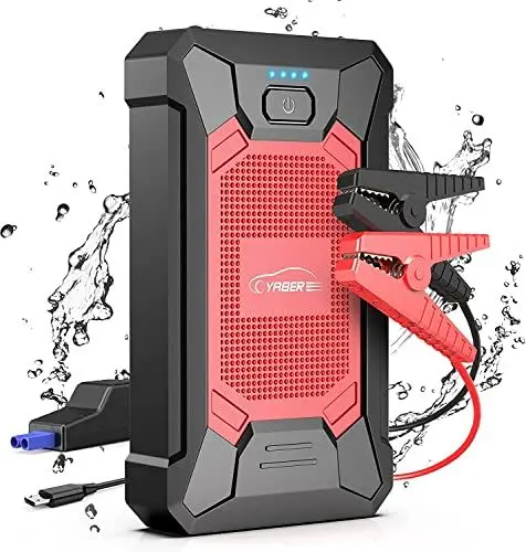 Produktbild: YABER Starthilfe Powerbank, 2000A Spitzstrom Tragbare Auto Starthilfe 12V Autobatterie Anlasser Starthilfegerät mit LED Taschenlampe,IP66 Wasserdicht, mit PKW