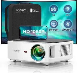 Produktbild: Beamer Full HD 1080P, YABER 25000 Lumen WiFi Bluetooth Beamer Heimkino 4K Video Support 4D/4P Trapezkorrektur, -50% Zoom, PPT Präsentation, Tragbare Projektor mit Tasche Kompatibel mit TV Stick/PC/PS5