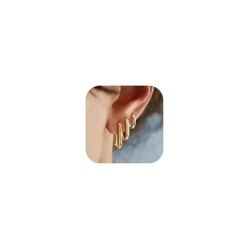 Produktbild: YADOCA Ohrringe Gold Damen Hypoallergen 14K Vergoldete Ohrring Set Huggie Klein Creolen Goldene Ohrringe Gold Creolen