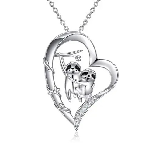 Produktbild: YAFEINI Faultier Halskette Sterling Silber Faultier Anhänger Halskette Faultier Schmuck Geschenke für Damen Mädchen Tier Halskette