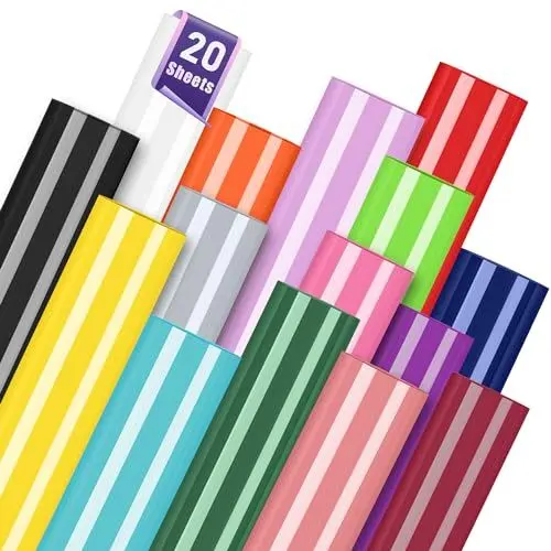 Produktbild: YAFLC Selbstklebend Vinylfolie Plotter, 20 Stück 30.5 x 21cm Permanent Plotterfolie Vinyl, Plotterfolie Selbstklebend für Becher, Fenster, Glas