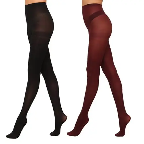 Produktbild: YAGAXI 2 Paar Halb Blickdicht Bauchweg Strumpfhosen für Damen,40Den Shape Seiden Fein Strumpfhosen Damen Reißfest,Strumpfhose Ohne Naht Unkaputtbar Für Frauen(red-M)