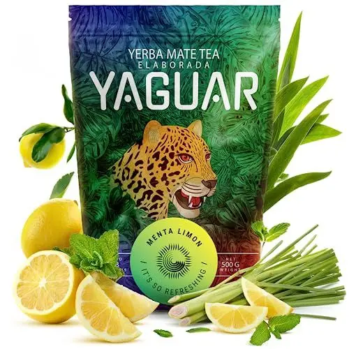Produktbild: Yaguar Menta Limón 500g - Mate Tee mit Zitrone & Minze, Brasilianischer Mate Tee, Erfrischender