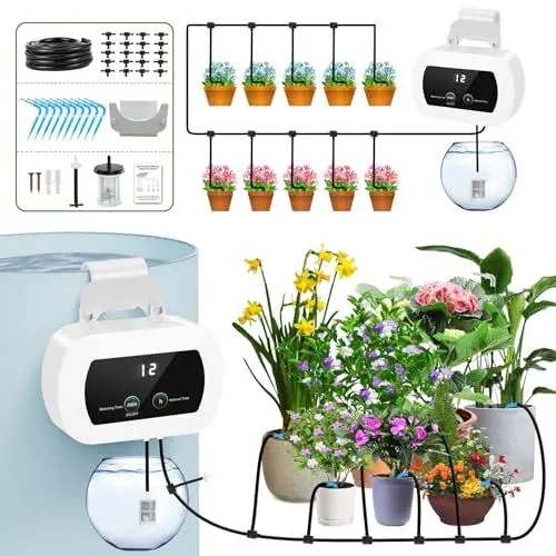 Produktbild: YAHAMOO Bewässerungssystem Automatische Bewässerung Zimmerpflanzen, 300 Automatische Bewässerung Modi Tröpfchenbewässerung System für Indoor, Garten, Balkon Pflanzen, für bis zu 10 Topfpflanzen