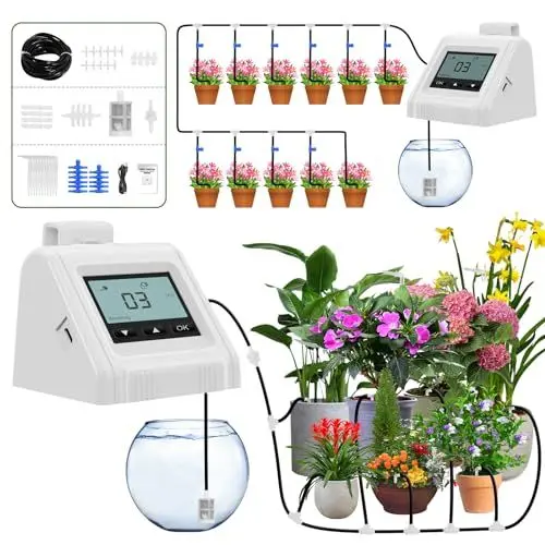 Produktbild: YAHAMOO Bewässerungssystem Automatische Bewässerung Zimmerpflanzen, Einstellbar Wasservolumen Automatisches Bewässerungssystem für Indoor, Garten, Balkon Pflanzen, für bis zu 11 Topfpflanzen