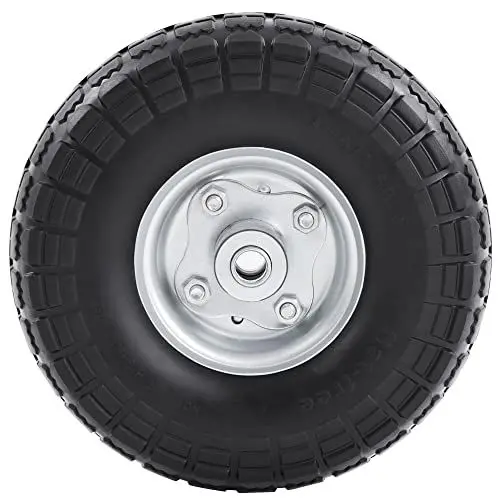 Produktbild: Yaheetech 1x PU Rad Vollreifen Sackkarrenrad, ØxB 255 x 80 mm, 4.10/3.50-4, 16 mm Achse Reifen, pannensicher verschleiß, Bollerwagen Ersatzrad Schubkarrenreifen