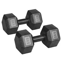 Produktbild: Yaheetech 2 Stück Hantel Set 5Kg Kurzhanteln Hanteln aus Kunststoff Oberflächer Gewichte Trainingsgerät Muskeln anbauen Schwarz