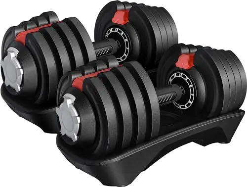 Produktbild: Yaheetech 2er Verstellbare Hanteln 12-in-1 Kurzhanteln 1,5 kg bis 18 kg Hanteln Schnelleinstellung Gewichtsstufen 2er Hanteln für Zuhause & Fitnessstudio