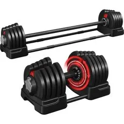Produktbild: Yaheetech 2-in-1 Verstellbare Hanteln aus Kurzhantel & Langhantel Hantel-Set Gewichtsstufen 2 kg bis 41 kg Einstellbares Hantelset mit 2 Modi Multihanteln Platzsparendes Hantel-Set