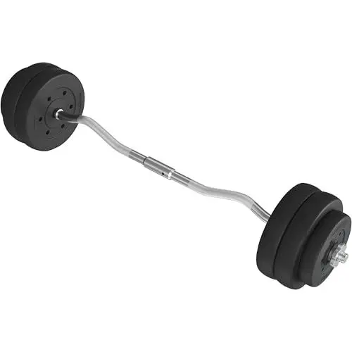 Produktbild: Yaheetech 30 kg SZ Curlset Langhantel-Set, SZ-Stange mit 6 Scheiben, Hantel-Set für Krafttraining, Curl-Stange mit Gewichten, Hantelstangenset SZ-Hantelset Curlset