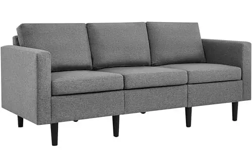 Produktbild: Yaheetech 3 Sitzer Sofa Gästesofa Modern Couch 3er Sitzsofa Bequeme Polsterung 188,5×79×80 cm fürs Wohnzimmer/Schlafzimmer/Gästezimmer, Sofateile unter dem Polster verpackt Hellgrau