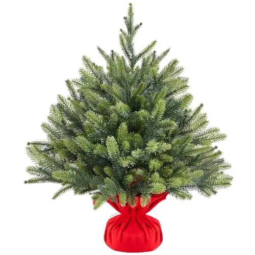 Produktbild: Yaheetech 61cm Mini künstlicher Weihnachtsbaum mit 62 Spitzen & Zementbasis, Mini Tischplatte Tannenbaum, Schwer Entflammbar Tisch Christbaum klein für Weihnachtsdeko, Grün