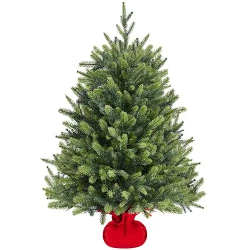 Produktbild: Yaheetech 91cm Mini künstlicher Weihnachtsbaum mit 143 Spitzen & Zementbasis, Mini Tischplatte Tannenbaum, Schwer Entflammbar Tisch Christbaum klein für Weihnachtsdeko, Grün