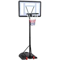 Produktbild: Yaheetech Basketballkorb mit Rollen Basketballständer Basketballanlage Standfuß mit Wasser oder Sand Höheverstellbar 219 bis 279 cm, Schwarz, Nylon