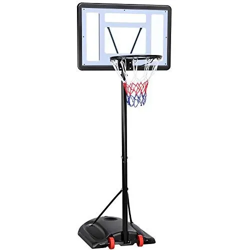 Produktbild: Yaheetech Basketballkorb mit Rollen Basketballständer Basketballanlage Standfuß mit Wasser oder Sand Höheverstellbar 219 bis 279 cm, Schwarz, Nylon