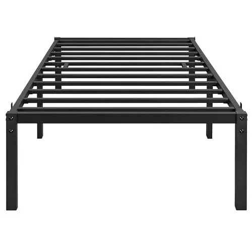 Produktbild: Yaheetech Bettrahmen 90 x 190 cm Metallbett Bettgestell aus Metall, Modern Jugendbett mit Lattenrost, Doppelbett Einzelbett Schwarz 41cm H