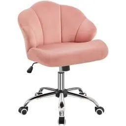 Produktbild: Yaheetech Bürostuhl Ergonomisch Schreibtischstuhl höhenverstellbar Drehstuhl, Bürosessel in Muschelform, Homeoffice Stuhl mit Rollen, Schminkstuhl bis 136 kg Belastbar Rosa