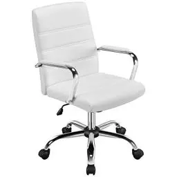 Produktbild: Yaheetech Bürostuhl ergonomischer Schreibtischstuhl, Drehstuhl mit Rollen, Bürohocker mit Armlehnen, Arbeitsstuhl mit Rückenlehne, Chefsessel Belastbar bis 130kg Weiß