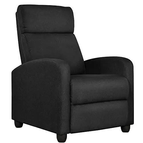 Produktbild: Yaheetech Fernsehsessel Ruhesessel Relaxsessel mit Verstellbarer Beinablage und Liege-Funktion Liegesessel bis 120kg Einzelsofa 140° neigbar aus Leinenstoff Schwarz
