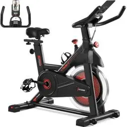 Produktbild: Yaheetech Heimtrainer Fahrrad für Zuhause Fahrradtrainer mit LCD Display Verstellbarer Heimtrainer mit Halterung & Wasserflaschenhalter Indoor Fitnessbike 110 kg Belastbar