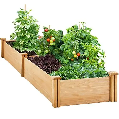 Produktbild: Yaheetech Hochbeet Pflanzkasten Palettenrahmen DIY mit 2 Pflanzbereichen aus Holz Wetterfest Gartenbeet Gemüsebeet Kräuterbeet Aufsatzrahmen für Garten Terrasse Balkon, 245,5 × 62,5 × 27 cm