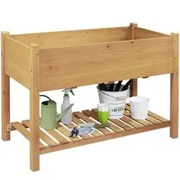 Produktbild: Yaheetech Hochbeet für Garten, Pflanzkasten mit praktische Ablage, Kräuterbeet Holz, Blumenkübel Anzuchtbeet im Garten, Großer Anpflanzungsraum Blumenkästen, 119 x 57 x 80 cm