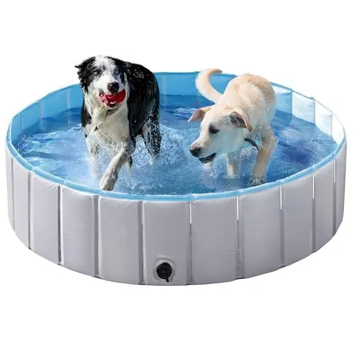 Produktbild: Yaheetech Hundepool für Hunde, Swimmingpool 100/120/140/160 x 30 cm, Hund Planschbecken Schwimmbecken, Faltbarer Pool Badewanne Wasserbecken, Klappbares Haustier-Duschbecken
